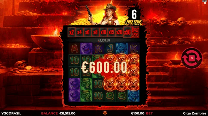Giga Zombies - kemenangan semasa free spins