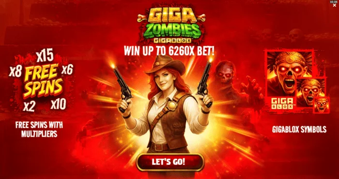 Giga Zombies - menu utama dengan pilihan pertaruhan